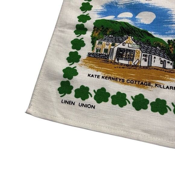 Vintage Poplar Irish Linen Cotton Tea Towel Scenes of Ireland - Picture 3 of 8